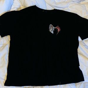 Black Tee With Angel & Devil Wings